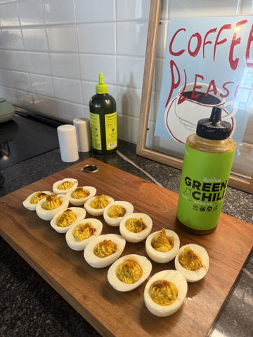 Green Chili Deviled Eggs