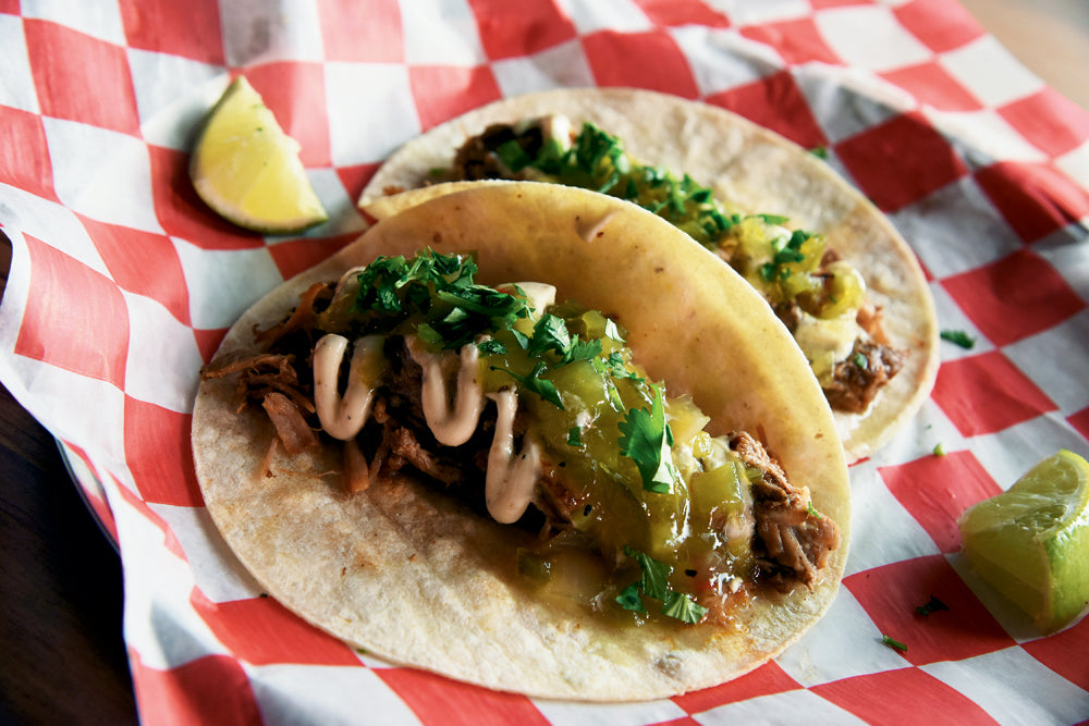 Green Chili Jam Pork Tacos, delicious pulled pork tacos with the kick of green chili pepper jam